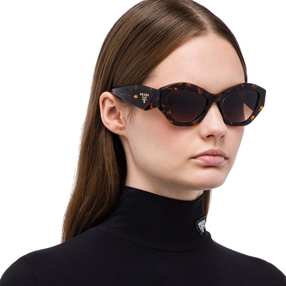 Prada Gradient Brown Irregular Ladies Sunglasses - Picture 3 of 4